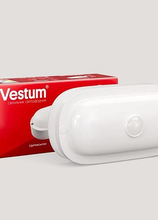 Світлодіодний овальний світильник жкг vestum 15w 4500k 220v з датчиком руху 1-vs-7206