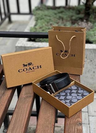 Чоловічий набір від coach  ✅ремінь + гаманець