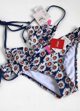 Брендовый раздельный купальник, ромашки - fox swimwear s-m