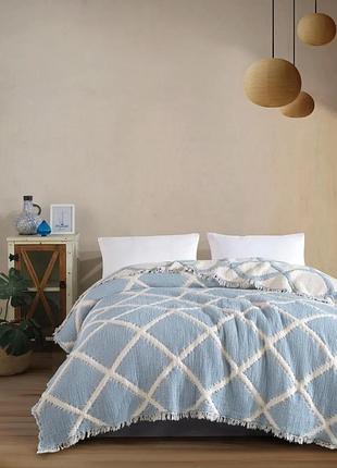 Муслинове покривало ivory 230х250 см блакитне