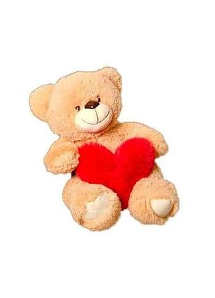 Мяка іграшка ведмедик 50см бежевий томмі з серцем тм тримішки