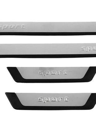 Накладки на пороги flexill sport для subaru forester 2013-2018 алюмінієві самоклеючі хромовані накладки dm-11