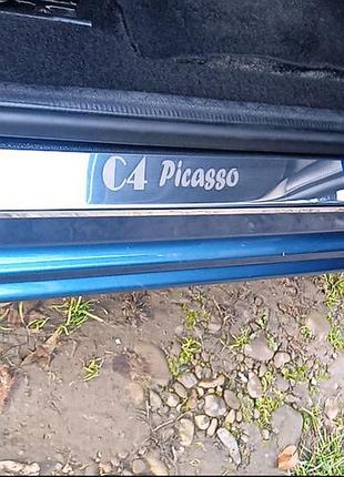Накладки на пороги carmos для citroen c-4 picasso 2006-2013 хромированные самоклеящиеся накладки из нерж dm-11