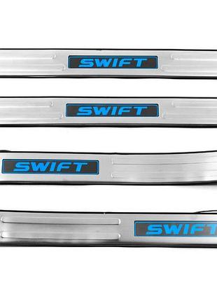 Накладки на пороги libao led для suzuki swift 4 шт хромированные самоклеящиеся из нержавеющей стали dm-11