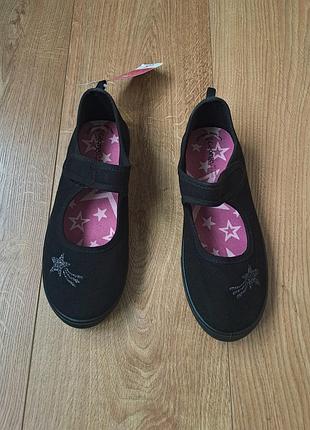 Черные тапочки мокасины сменная обувь для девочки