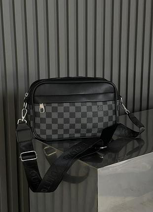Чоловіча сумка крос-боді graham crossbody louis vuitton сірий картатий