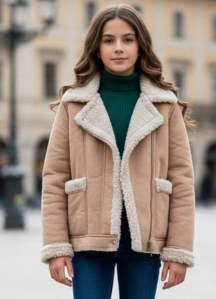 Курточку-дублянка zara  11-12 років, дублянки на дівчину, брендова дублянки, дублянка авіатор