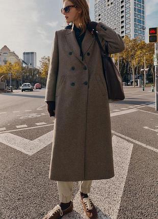 Пальто жіноче з вовни зара zara s, m