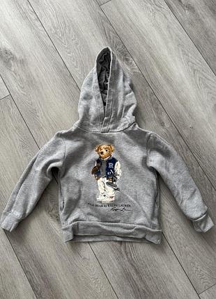 Тепла/дитяча/кофта/худі/на хлопчика/сіра/polo/ralph lauren/