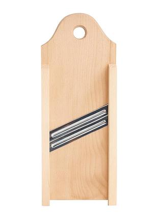 Ручная деревянная шинковка для капусты и нарезки овощей и фруктов с двумя ребристыми лезвиями (40х16 см)