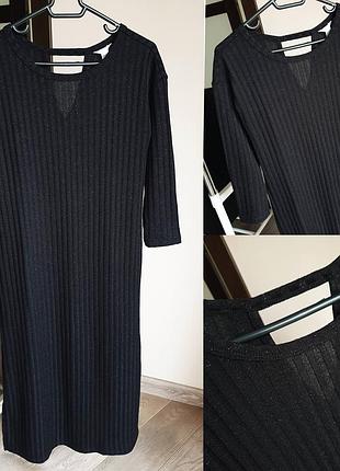 Чорна блискуча сукня міді springfield