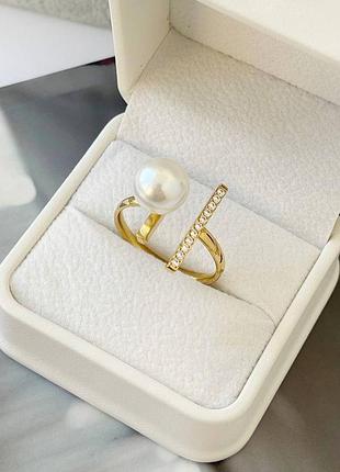 Кольцевая медсталь цвет лимон 🍋, перлинка перли жемчуг намистини