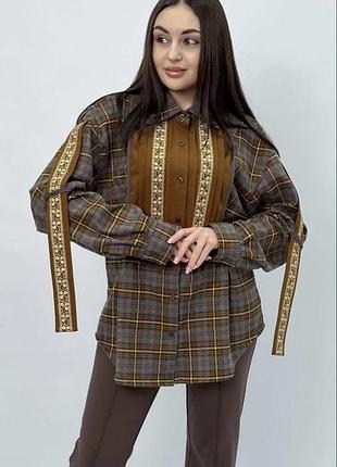 Сорочка жіноча в клітинку в етно стилі