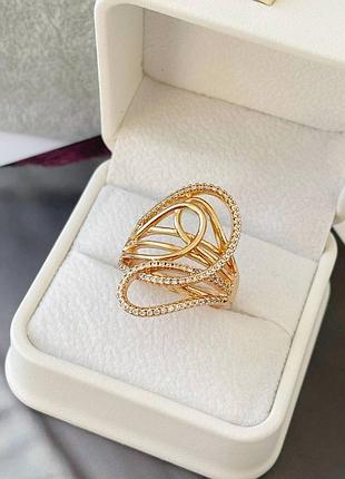 Каблочка медзолото медсплав кольцо, крупная, камешки, дорожка