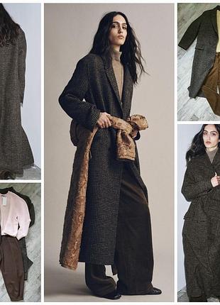 Стильная новая модель пальто zara в клетку с шерстью. как раз на весну