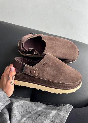 Коричневі клоги замш ugg goldenstar clog brown