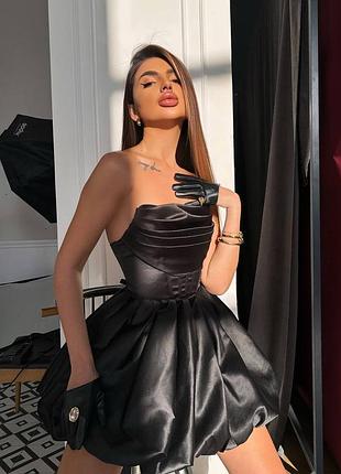 ❗ексклюзив❗атласний святковий комплект корсет бюстьє зі шнурівкою та спідницею балон тюльпан