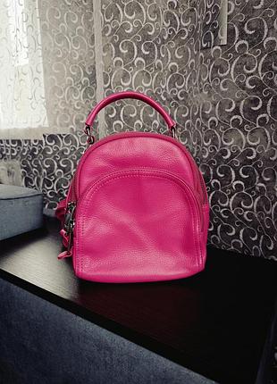 Рюкзак -сумка фуксія натуральна шкіра р&е
