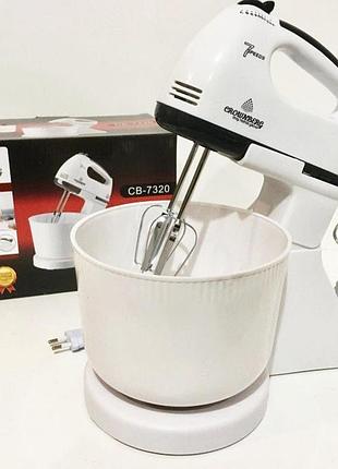 Комбайн миксер тестомес crownberg cb-7320, миксер 2в1, миксеры с vn-700 вращающейся чашей