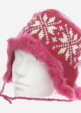 Дитяча зимова шапка в'язана на зав'язках для дівчинки tutu