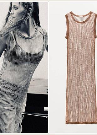Платье-сетка zara туника пляж овер