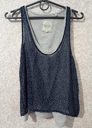 Хлопковая женская майка с шифоновым верхним слоем