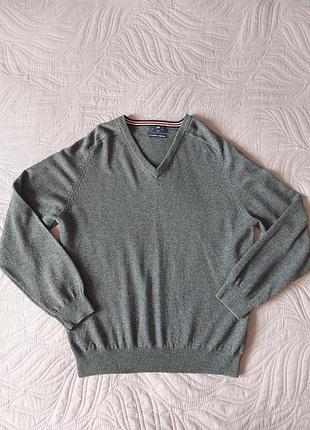 Шерстяной свитер 100% шерсть blue harbour, серый пуловер, шерстяной свитер