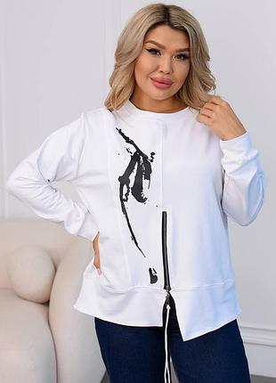 Кофта из трикотажа. цвета: капучино, черный, белый. размеры: 46-48,50-52,54-56,58-60