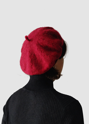Берет червоний з вмістом вовни та мохеру