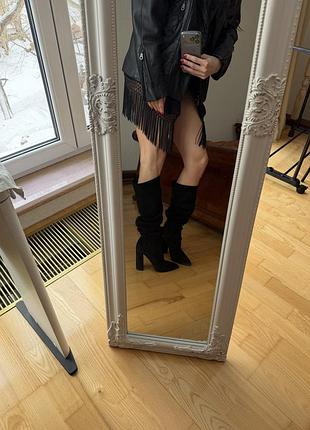 Сапоги ботфорты натуральна замша та текстиль . 38-39 розмір