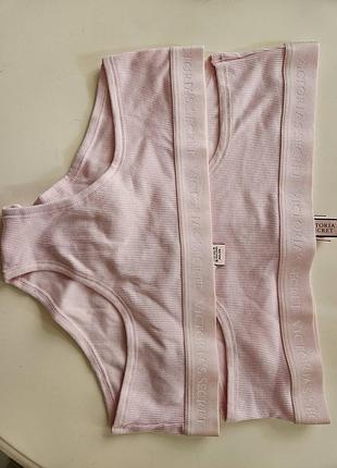 Хлопковые трусики хипхаггеры victoria’s secret