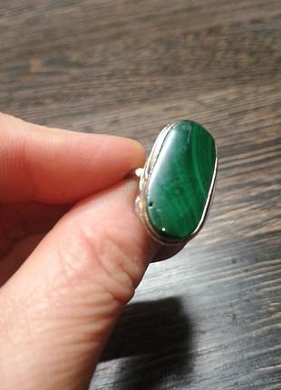 Кольцо камень малахит 2