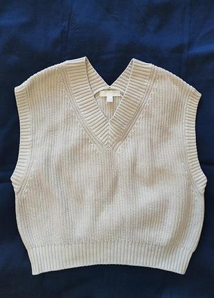 Сіро- бежева в'язана жилетка, h&m, xs