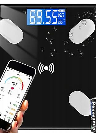 Розумні підлогові ваги retoo e032 з аналізом складу тіла, bluetooth, додатком okok, скляна платформа, до 180 кг, вимірювання жиру