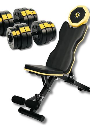 Набір besport powerpro гантелі 2х31кг зі лавкою wb-002 найкраща ціна з швидкою доставкою по україні