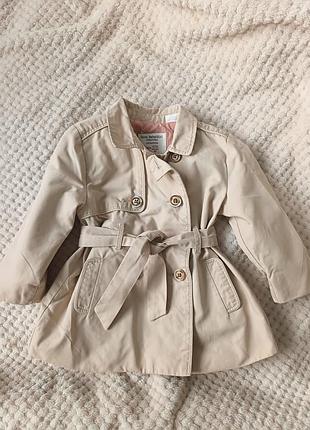 Тренч для дівчинки на1  рік , бежеве осінньо-весняне пальто zara