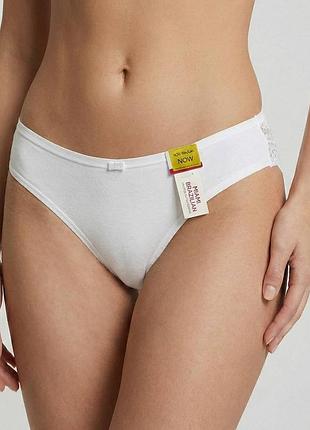 00431 женские белые хлопковые трусики бразильяны с кружевом