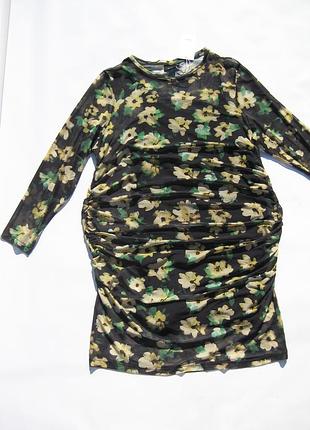 Цветочное облегающее платье сетка с оборками zizzi