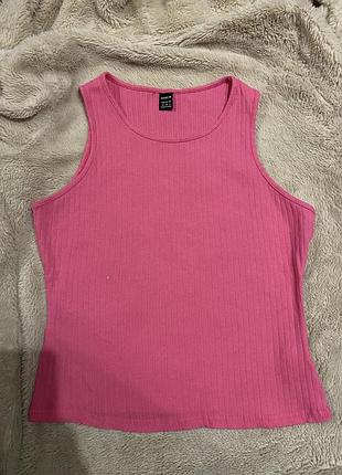 Топ майка трикотажна  органічна в рубчик рожева малинова барбі котон shein m