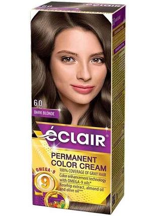Крем-фарба для волосся 6.0 темно-русявий (з олією omega 9) тм eclair