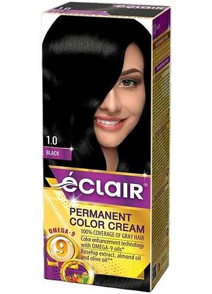 Крем-крем-фарба для волосся 1.0 чорний (з олією omega 9) тм eclair