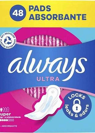 Прокладки гигиенические дени 5к. 48шт ultra super giga тм always