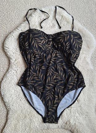 Слитный купальник в пальмовый принт