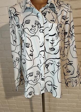 Біла сорочка з принтом, shein, m.