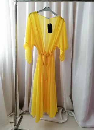 Шикарна накидка на купальник пляжна туніка сукня шифон прозора пишна