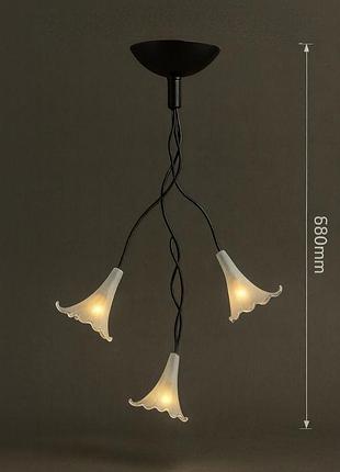 Потолочный светильник, дизайнерская люстра paulmann со стеклянными сатиновыми плафонами в форме цветов 3×20w