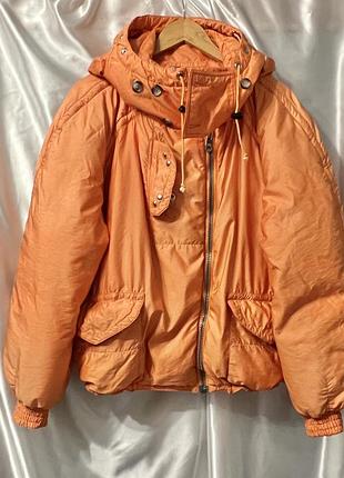 Вінтажна помаранчева лижна пухова куртка від бренду jet set