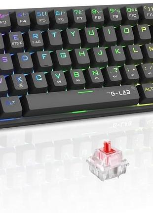 Беспроводная механическая клавиатура the g-lab компактная 65% с rgb-подсветкой bt/2.4 ггц/usb-c черная azerty