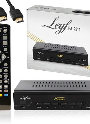 Цифровий кабельний ресивер leyf pa-2211 dvb-c/c2 dvb-t2 full hd hdmi usb scart чорний