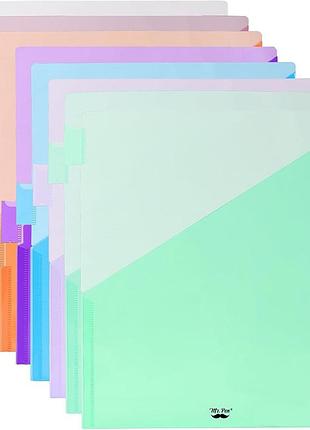 Роздільники для папок mr. pen з кишенями та вкладками 8 шт для 3-кольорового кільця формат letter пастель